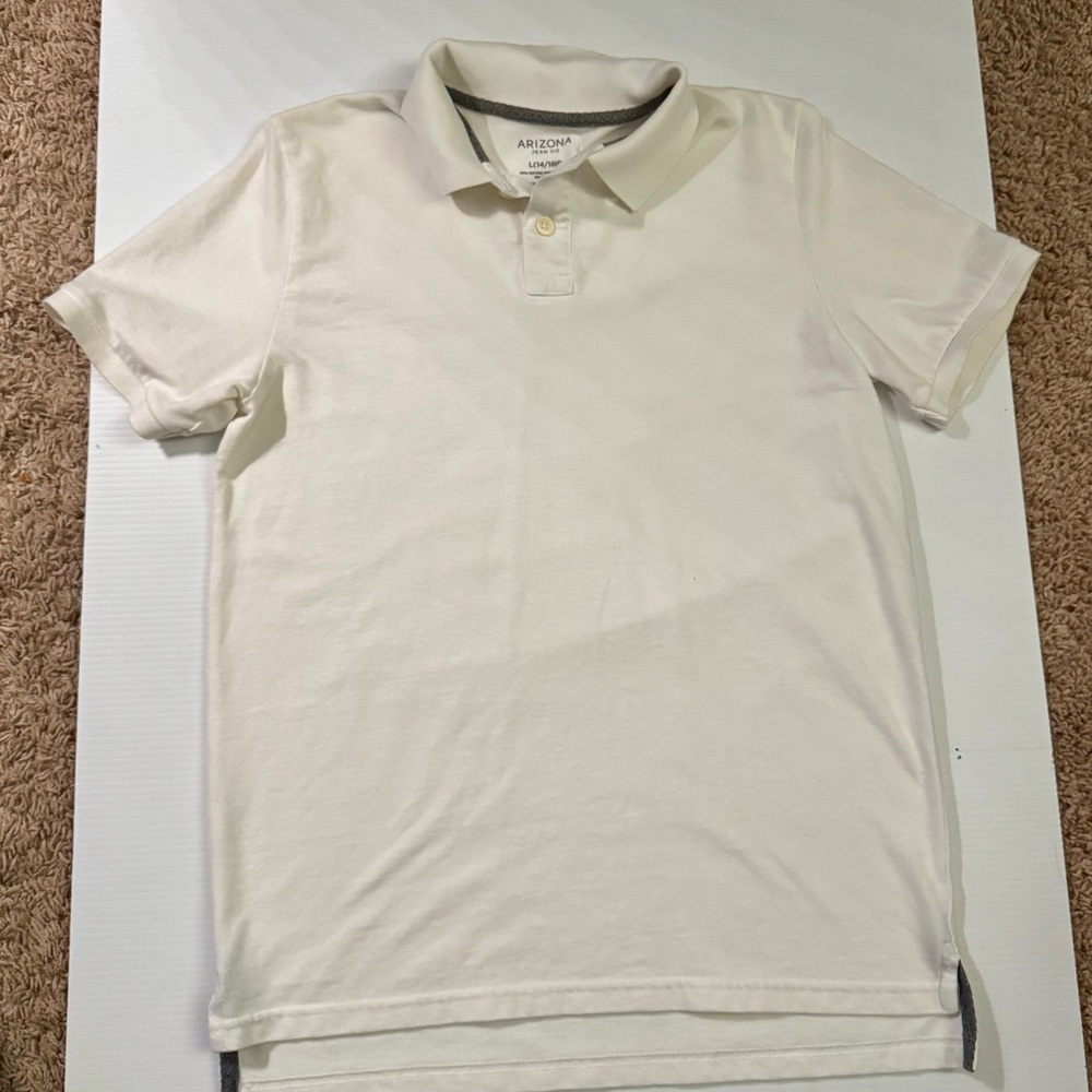 Arizona Jean Company Boys Cream Polo Shirt Size 14/16